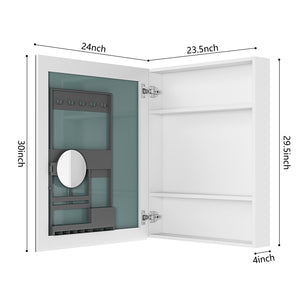 24'' W x 30'' H Surface Frameless Mirror Medicine Cabinet