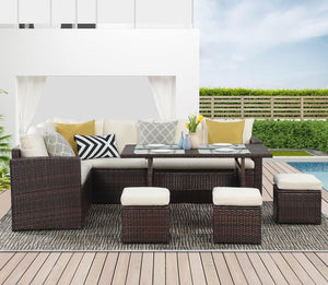 7 Piece Outdoor Wicker Patio Furniture Set