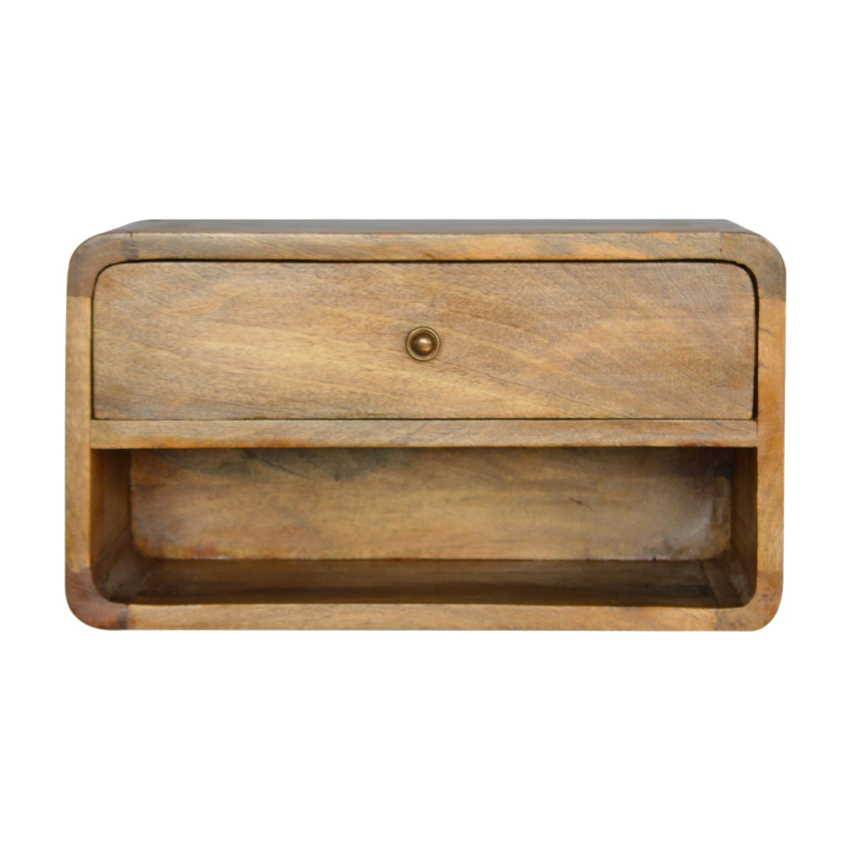 Solid Wood Floating Curve Open Slot Nightstand