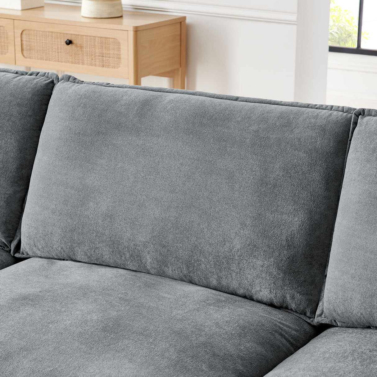 L-Shaped Sectional Sofa With Ottoman, Convertible 4 Seater Couch