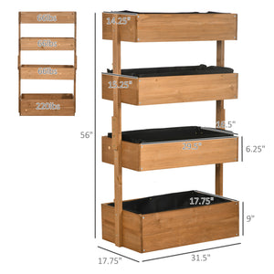 Outsunny Vertical Garden Planter - Wooden 4 Tier Planter Box