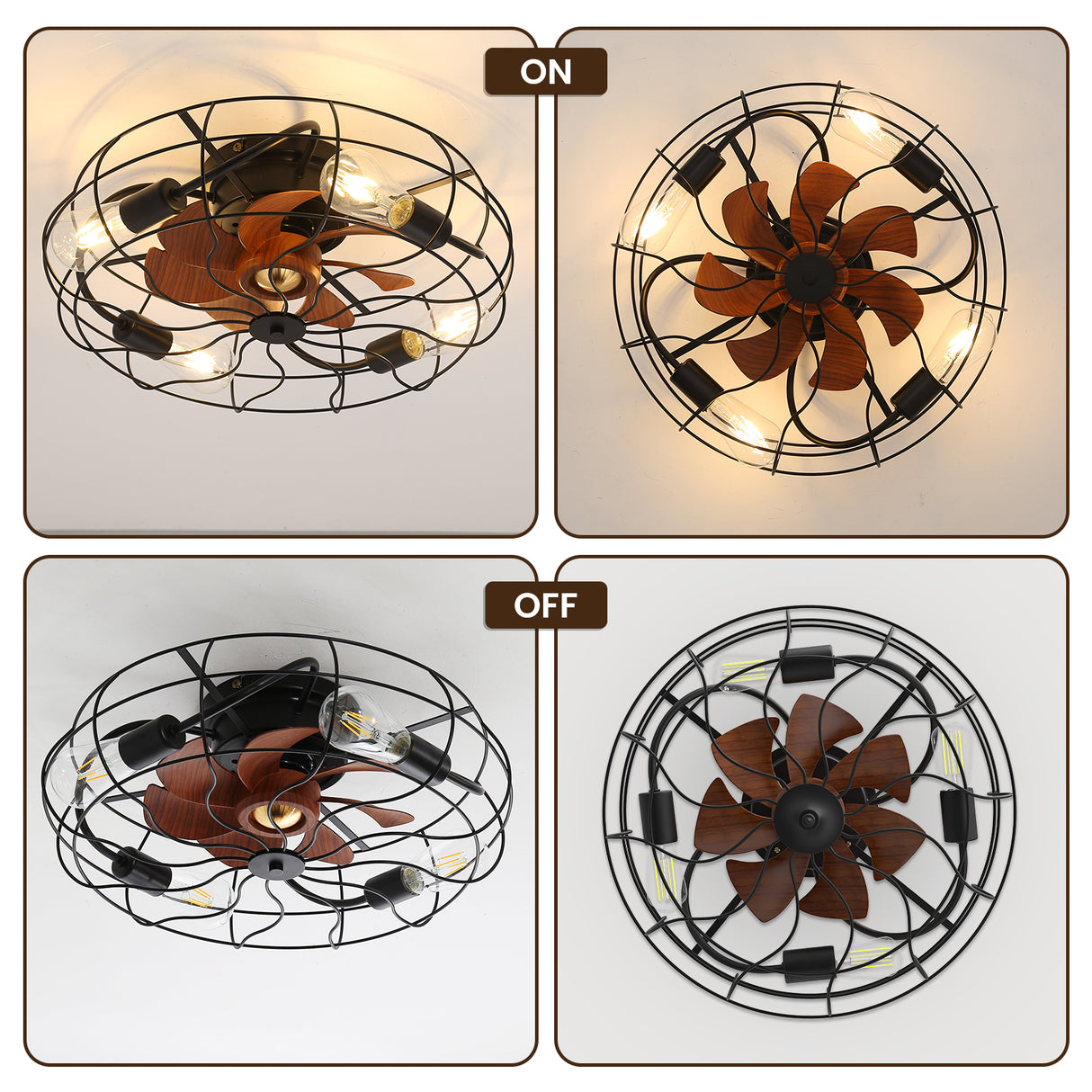 Industrial Style 20 Inch Matte Ceiling Fan with Light