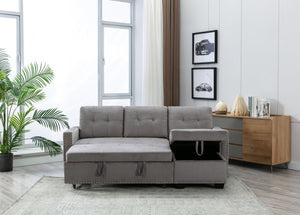 Reversible Sectional Storage Sleeper Sofa Bed, L-Shape 2 Seat Sectional Chaise With Storage, Skin-Feeling Fabric