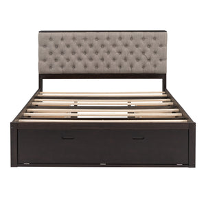 Platform Bed With Storage Headboard, Shoe Rack And 4 Drawers