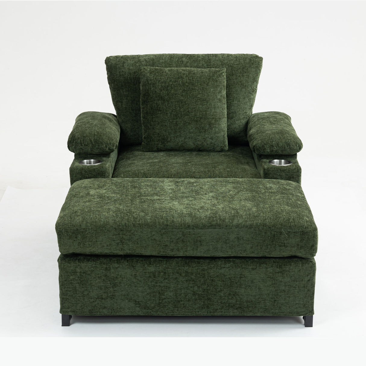 Fabric Sofa Bed With Cupholders And USB Charging Ports Chair For Living Room