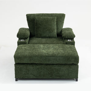Fabric Sofa Bed With Cupholders And USB Charging Ports Chair For Living Room
