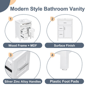 24 Inch Bathroom Vanity with Ceramic Sink