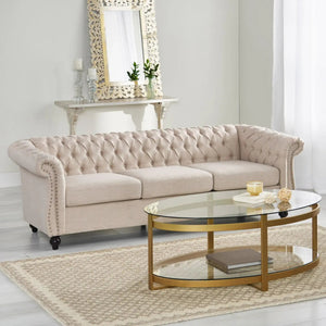 Chesterfield Style 3 Seater Sofa With Deep Button Tufting - Best Buy Furniture
