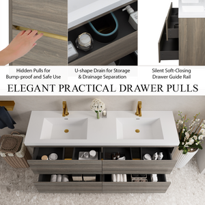 72" Freestanding Bathroom Vanity with Sink and Storage Cabinet