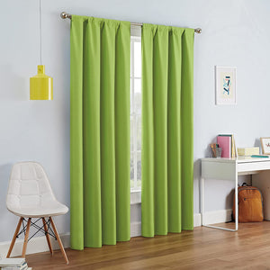 Set of Two 84" Solid Grommet Faux Silk Window Panels