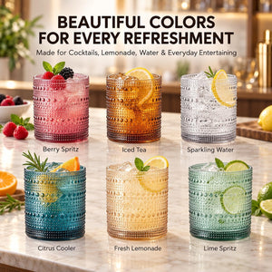 Plastic Hobnail Drinking Glasses Set of 6 Neutral Tones Cups 10oz