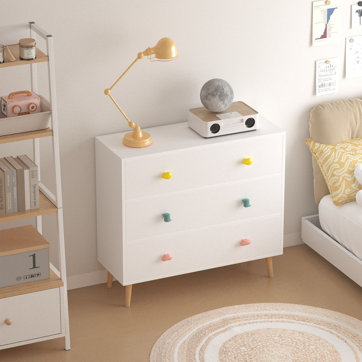 3 Drawer Dresser, Storage Cabinet With Anti Tip Safety