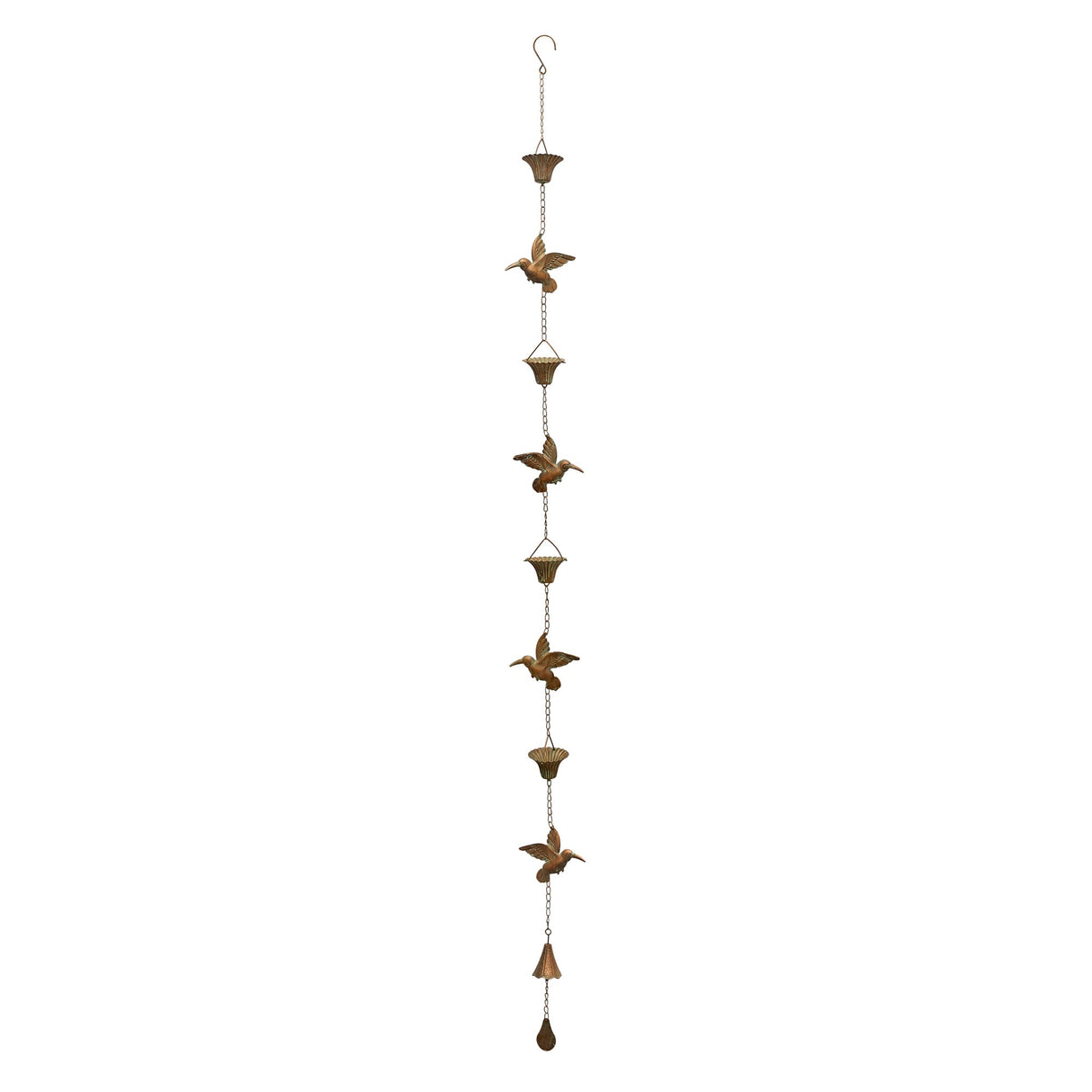 Iron Hummingbird Rain Chain 61.5"H