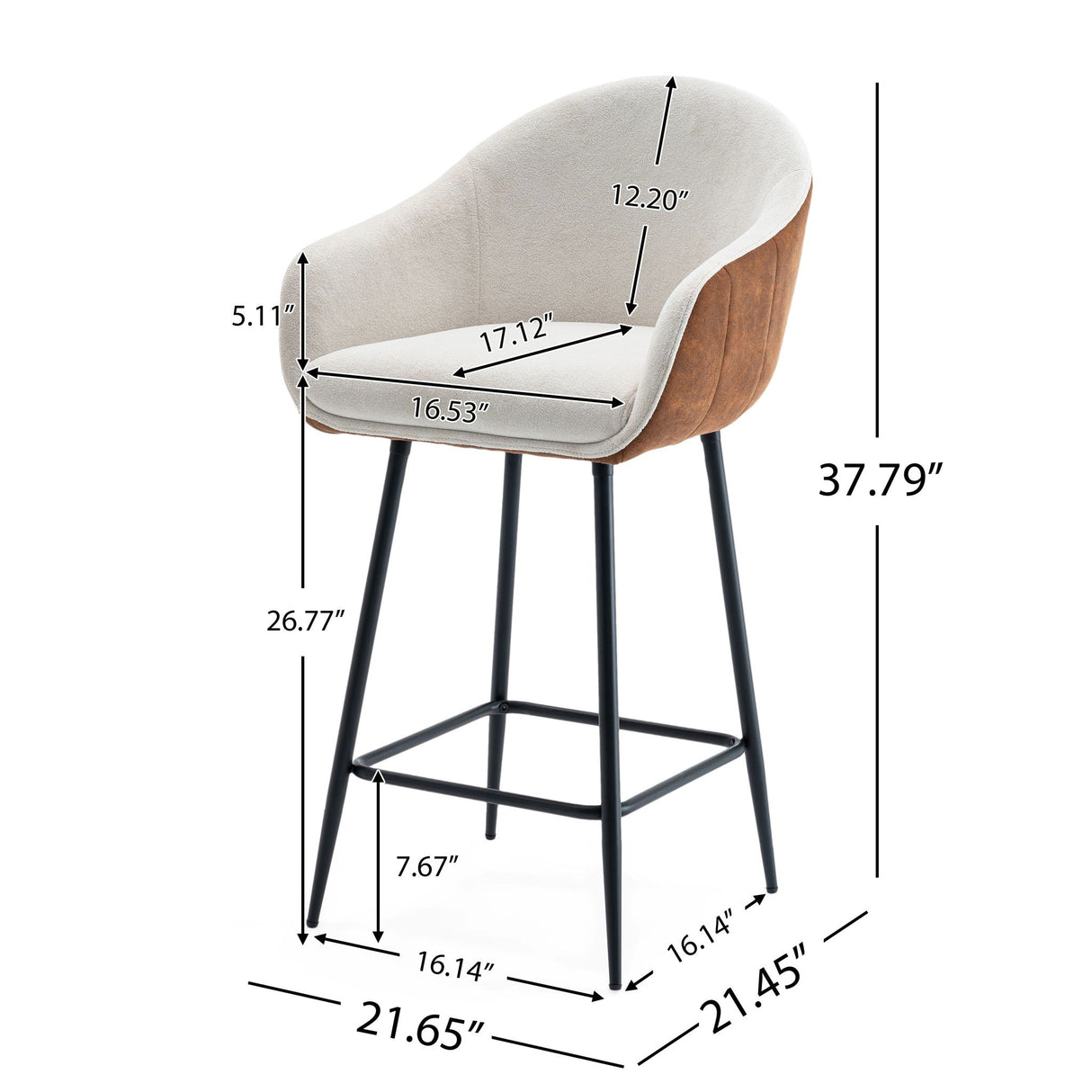 Modern Style Counter Height Bar Stools, With Comfortable Upholstery, Durable Metal Legs Ensure Stability - Brown - Best Buy Furniture