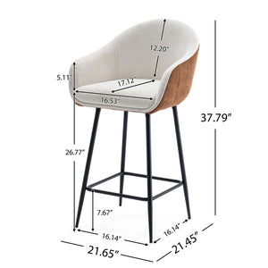 Modern Style Counter Height Bar Stools, With Comfortable Upholstery, Durable Metal Legs Ensure Stability - Brown - Best Buy Furniture