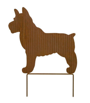 Terrier dog silhouette garden stake with rustic finish 15.75"h