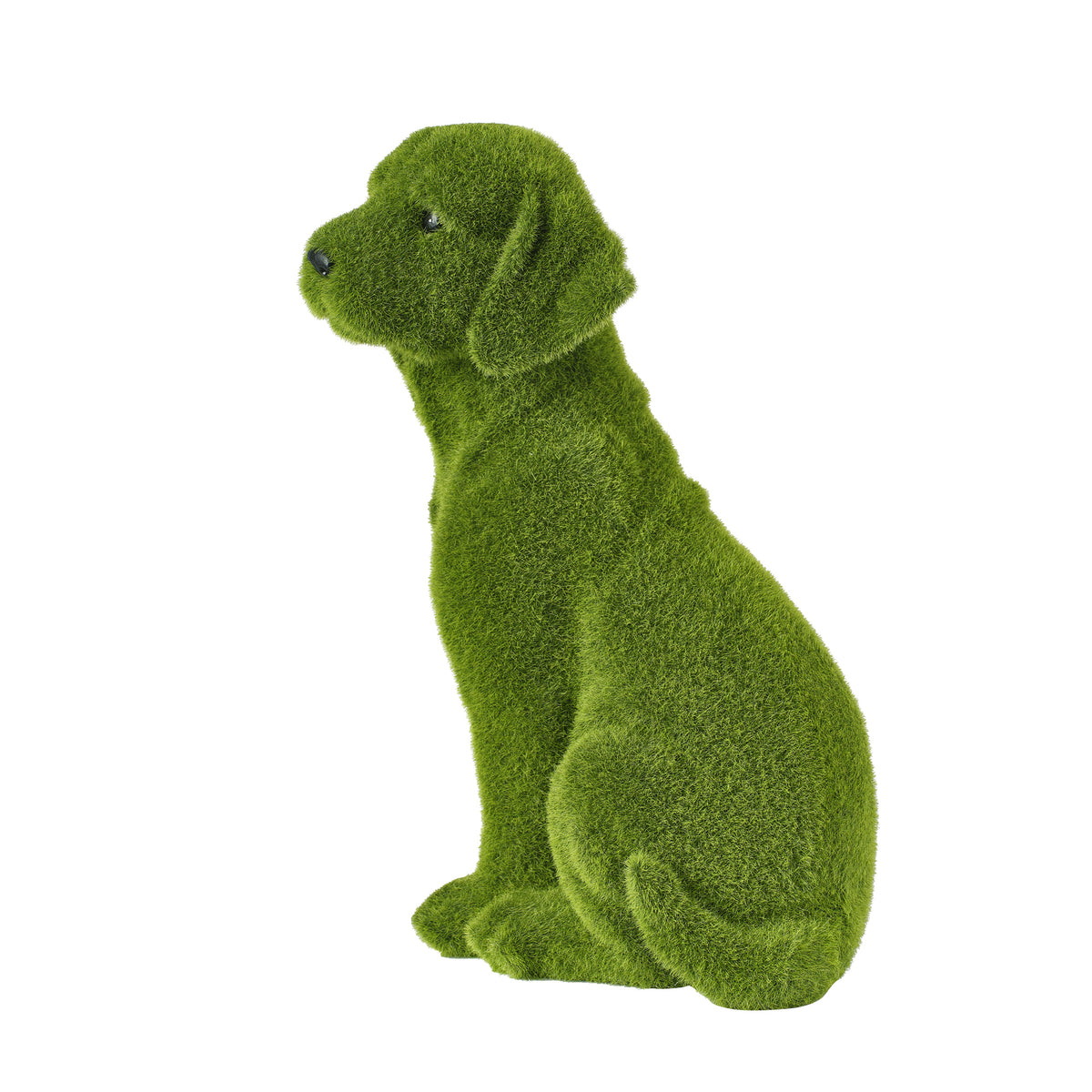 Flocked Dog Garden Statue with Weather Resistance - Green
