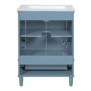 Bathroom Vanity With Ornate French Cylinder Legs, Soft Close Drawer