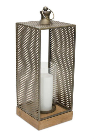 Punched-Metal-Candle-Holder-with-Wooden-Base-Candle-Holders
