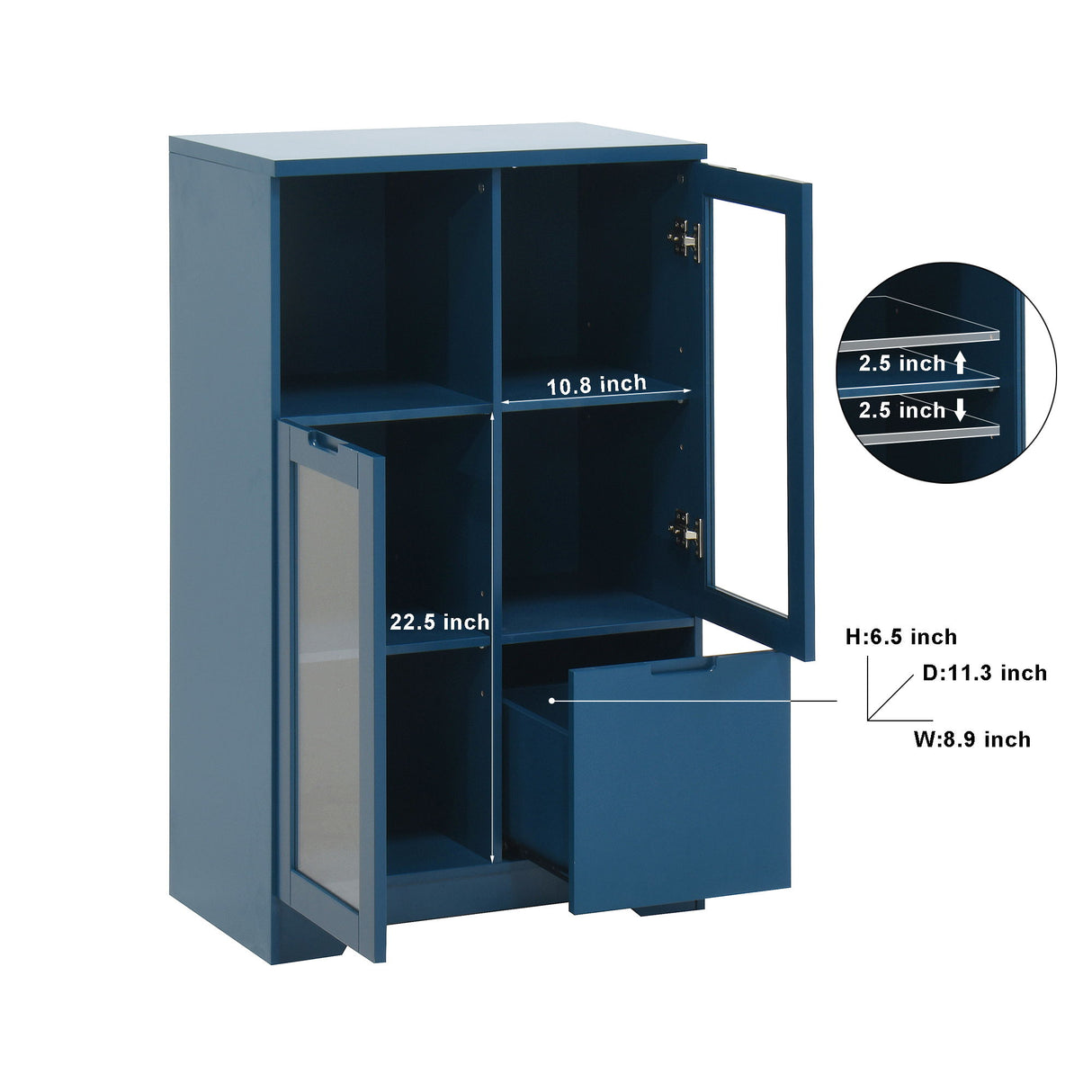 Modern Cabinet With Glass Doors And Drawer