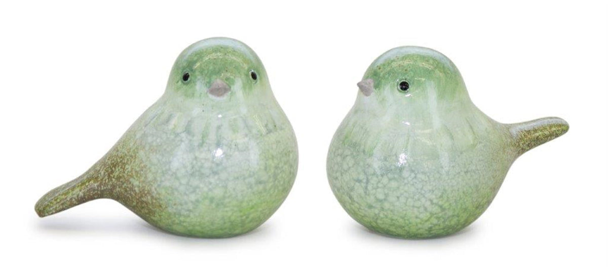 Green terra cotta bird figurine (set of 4)