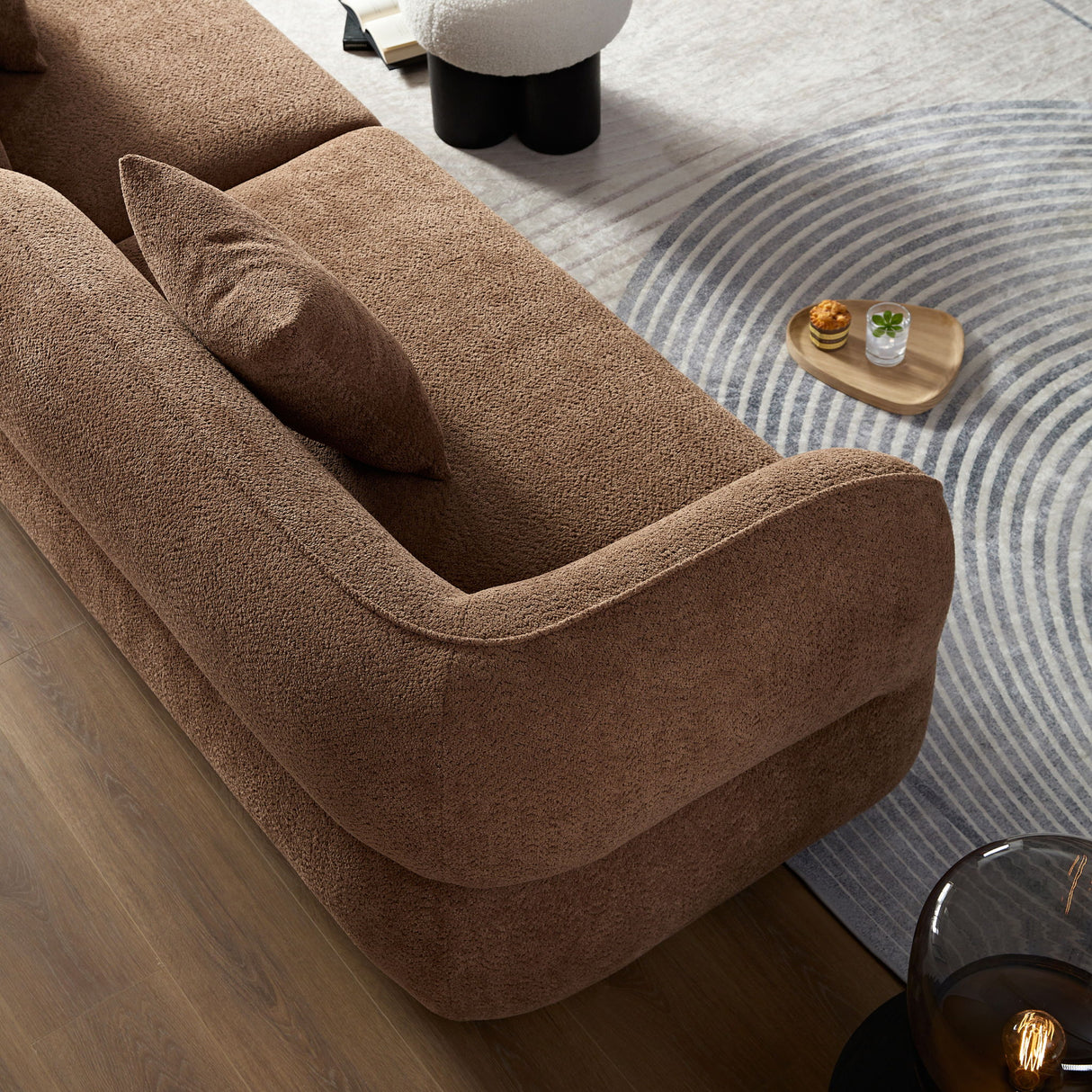 Sectional Sofa With Durable Fabric, Solid Wood Frame, And High Density Sponge Fill
