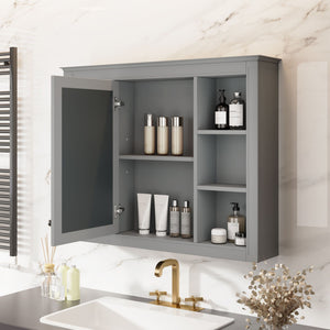 Wall Mounted Medicine Cabinet With Mirror and 6 Open Shelves