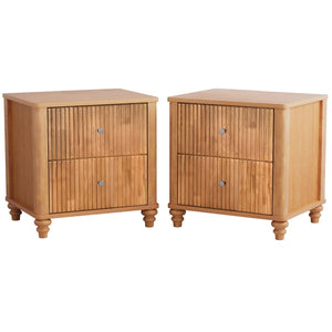 Modern Fluted Nightstand With 3 Drawers