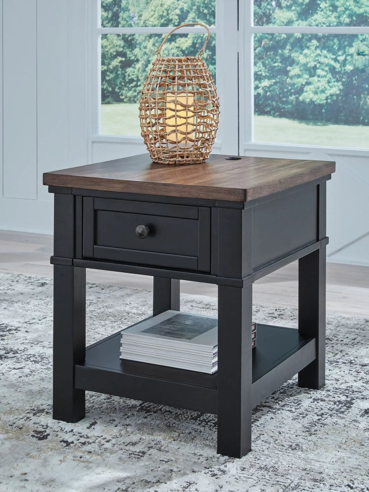 Wildenauer - Rectangular End Table - Brown / Black - Best Buy Furniture