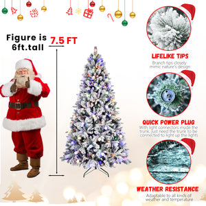 7.5ft Flocked Christmas Tree with 400L Colorful LED Lights