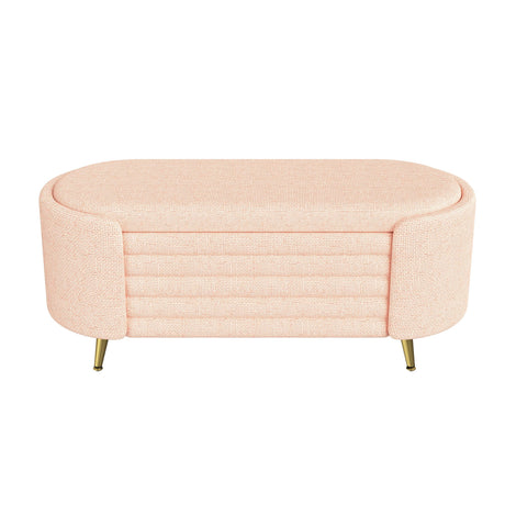 Modern Oval Storage Ottoman With Upholstery