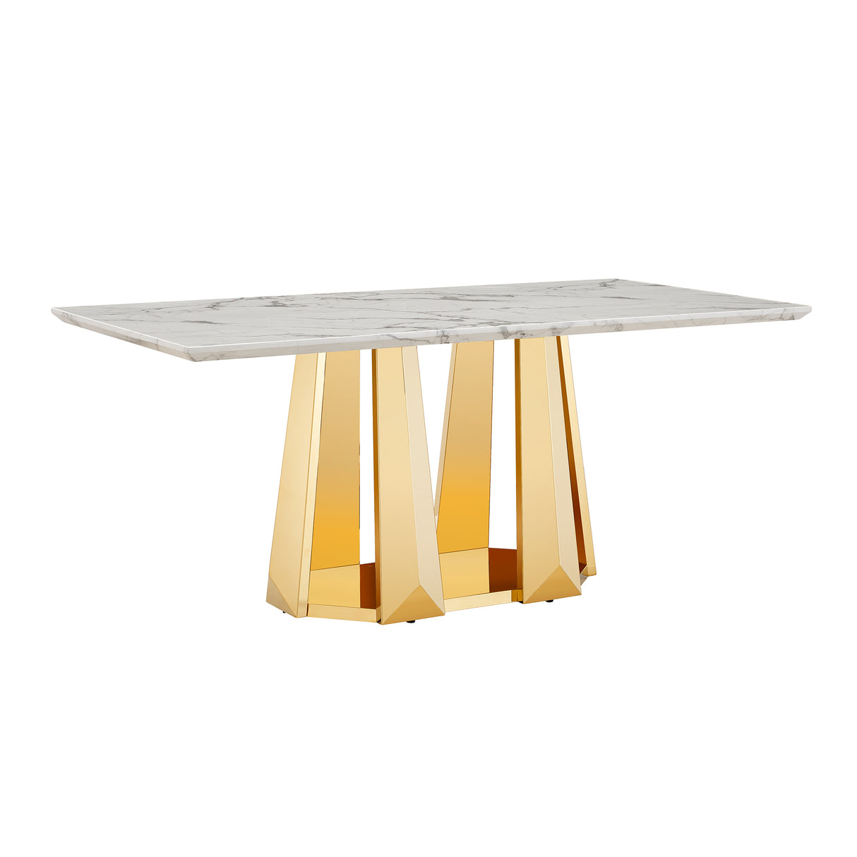 70'' Faux Marble Dining Table for 6 People