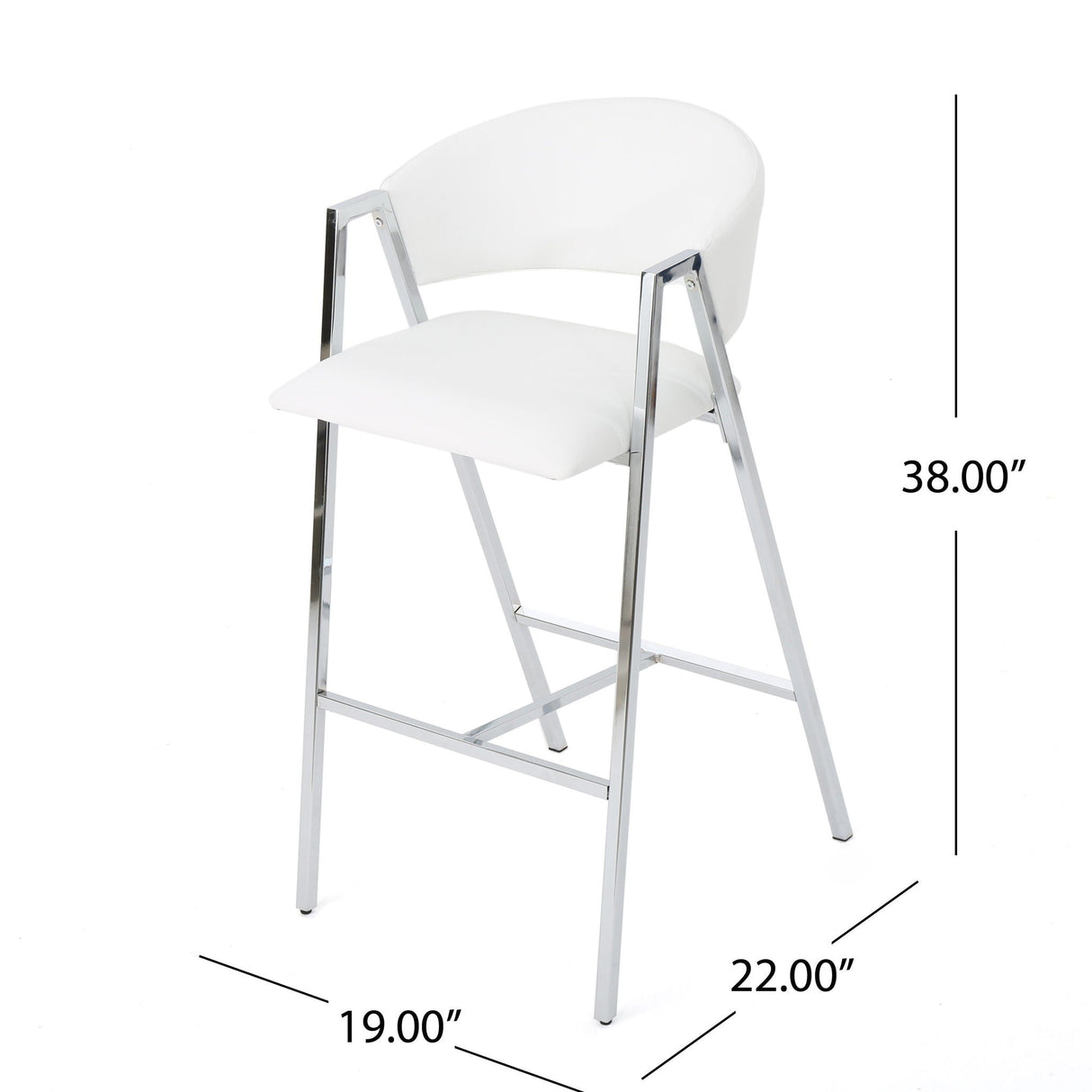 Modern Bar Stools With Low Back And Arms And Durable Metal Frame (Set of 2) - Ivory - Best Buy Furniture
