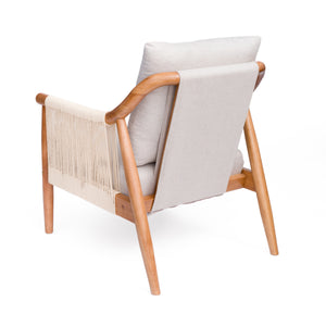 Accent Chair with Solid Hardwood Frame and Hand-Woven Paper Rope Arm