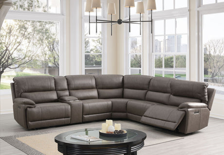 Kantu - Synthetic Leather Motion Sectional Sofa - Brown - Best Buy Furniture