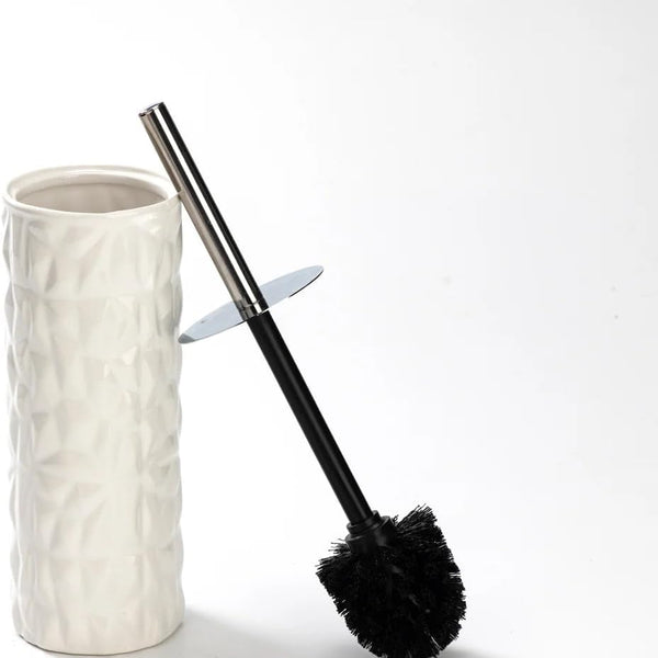 Chrome White Faceted Ceramic Toilet Brush