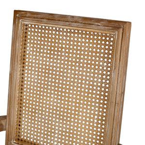Elegant French Country Style Dining Chair With Cane Backrest