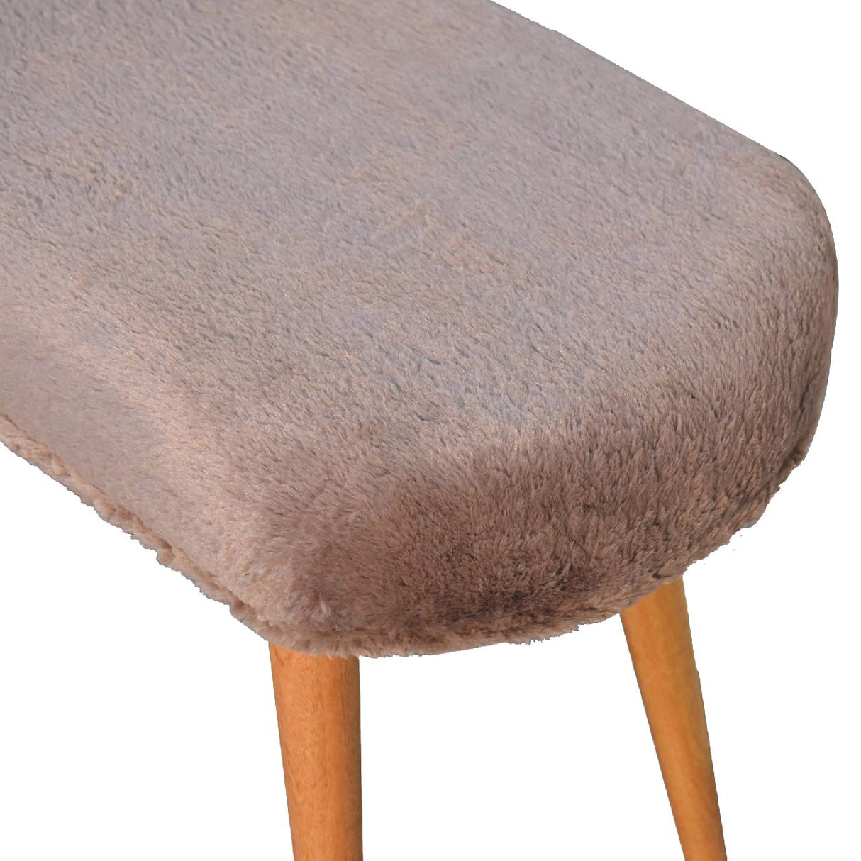 Solid Wood Faux Fur Fabric Bench, Upholstered, Nordic Legs