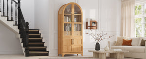 K&K 71" Tall Arched Kitchen Pantry Cabinet with Door Shelves