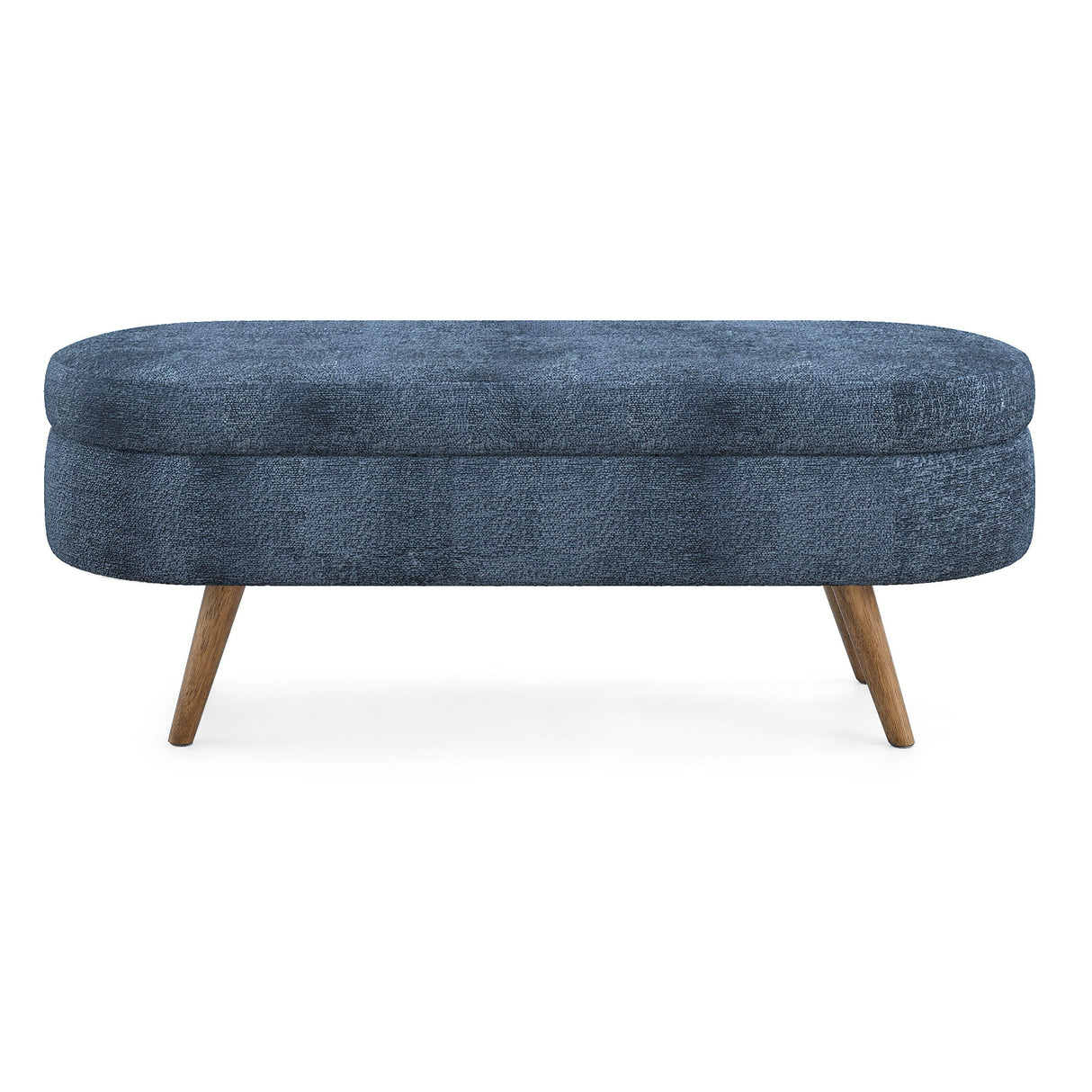 Modern Ottoman Oval Storage Bench With Rubber Wood Legs