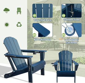 Adirondack Chair with Foldable Design and Built-In Cup Holder