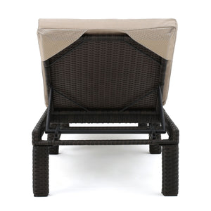 Puerta - Chaise Lounge Frame Cushion Outdoor Wicker Iron - Beige / Dark Brown