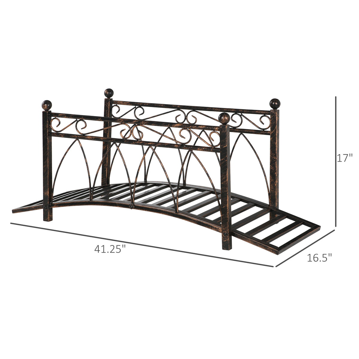 Outsunny Metal Arch Zen Garden Bridge