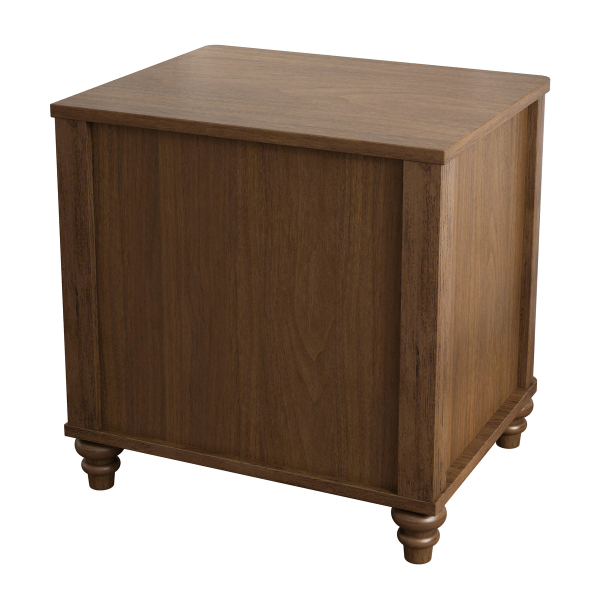Fluted Nightstand, 21.65-Inch Wide with 3 Drawers, Mid Century Modern, Walnut