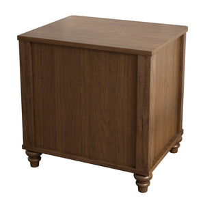 Fluted Nightstand, 21.65-Inch Wide with 3 Drawers, Mid Century Modern, Walnut
