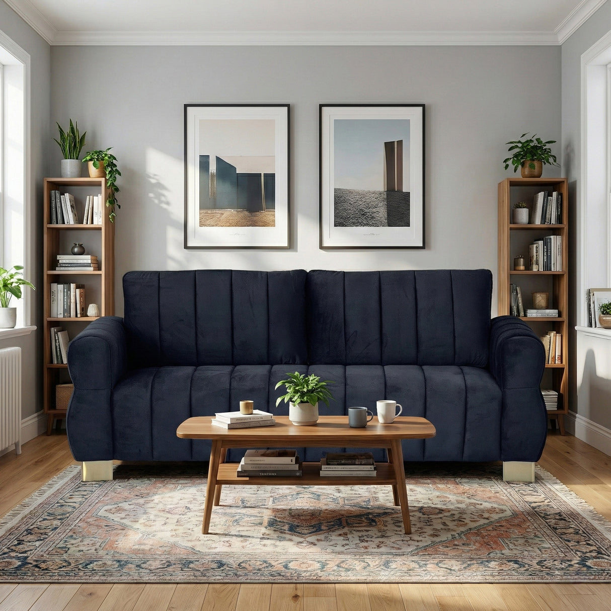 FX-P56-BKT Velvet Sofa with Golden Metal Legs