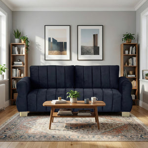 FX-P56-BKT Velvet Sofa with Golden Metal Legs