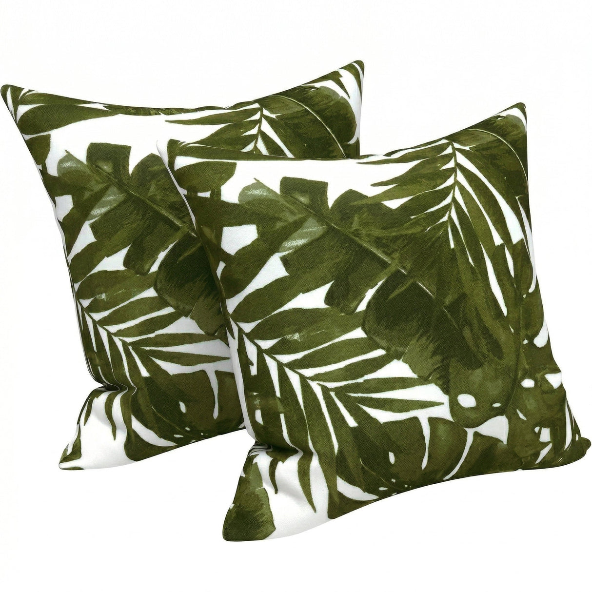 2 Pack Outdoor Throw Pillows, Waterproof & Fade-Resistant Patio Cushions (18x18 Inch, Green Leaf)