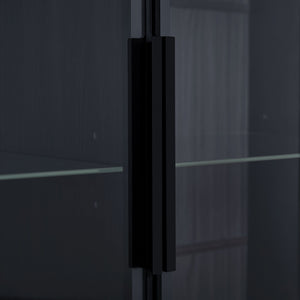 Modern Minimalist Style LED Curio Cabinet With Tempered Glass Door, Metal Legs