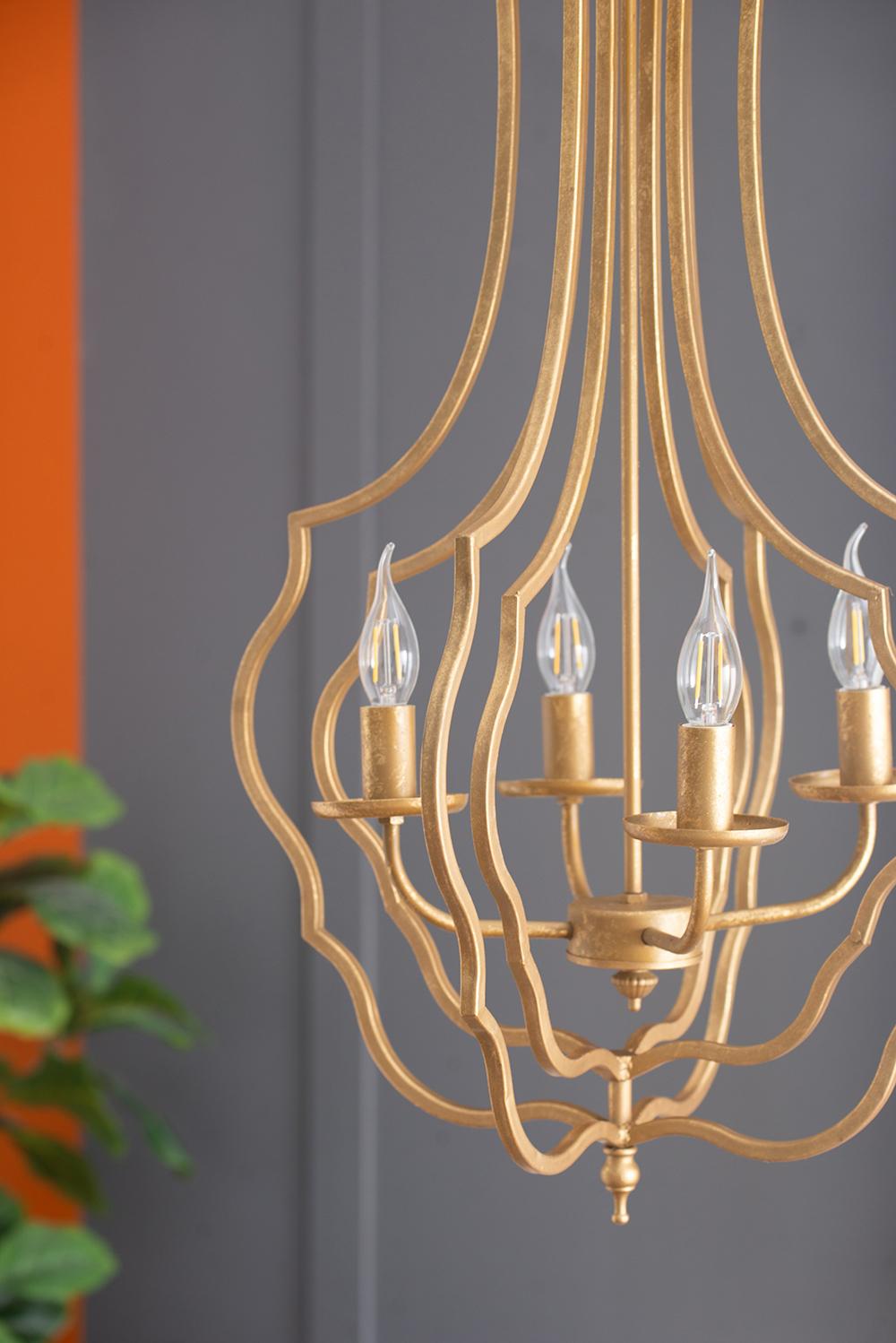 Baroque Style 4-Light Iron Chandelier